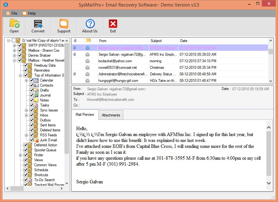 SYSMailPro EDB to PST Converter screenshot